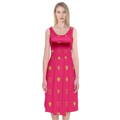 Illustrations Heart Pattern Design Midi Sleeveless Dress