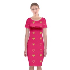 Illustrations Heart Pattern Design Classic Short Sleeve Midi Dress