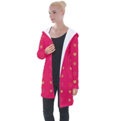 Illustrations Heart Pattern Design Longline Hooded Cardigan