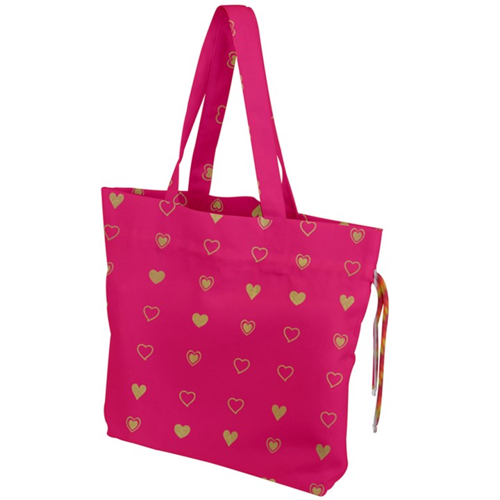 Illustrations Heart Pattern Design Drawstring Tote Bag