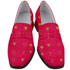 Illustrations Heart Pattern Design Women s Chunky Heel Loafers