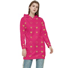 Illustrations Heart Pattern Design Women s Long Oversized Pullover Hoodie