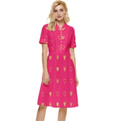 Illustrations Heart Pattern Design Button Top Knee Length Dress by Maspions