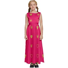 Illustrations Heart Pattern Design Kids  Satin Sleeveless Maxi Dress