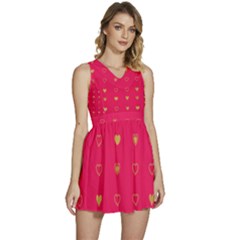 Illustrations Heart Pattern Design Sleeveless High Waist Mini Dress