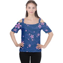 Flowers Floral Background Cutout Shoulder T-shirt