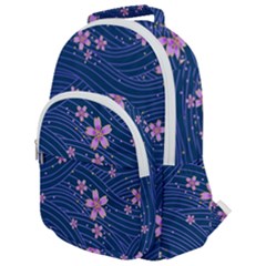 Flowers Floral Background Rounded Multi Pocket Backpack