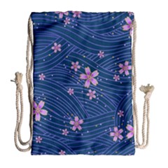 Flowers Floral Background Drawstring Bag (large)