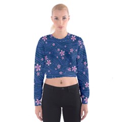 Flowers Floral Background Cropped Sweatshirt