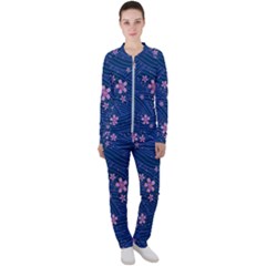 Flowers Floral Background Casual Jacket And Pants Set