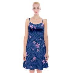 Flowers Floral Background Spaghetti Strap Velvet Dress by Maspions