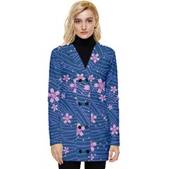 Flowers Floral Background Button Up Hooded Coat 