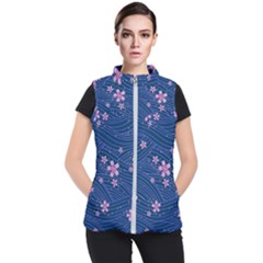 Flowers Floral Background Women s Puffer Vest