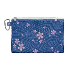 Flowers Floral Background Canvas Cosmetic Bag (large)