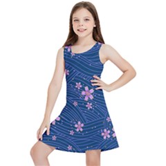 Flowers Floral Background Kids  Lightweight Sleeveless Dress by Maspions