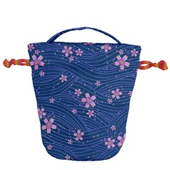 Flowers Floral Background Drawstring Bucket Bag