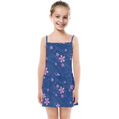 Flowers Floral Background Kids  Summer Sun Dress by Maspions