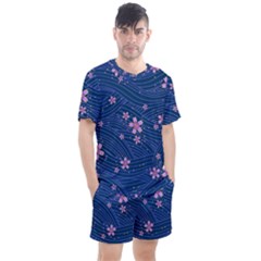 Flowers Floral Background Men s Mesh T-shirt And Shorts Set