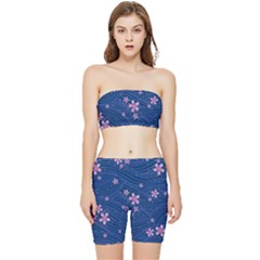 Flowers Floral Background Stretch Shorts And Tube Top Set