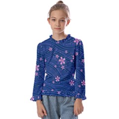 Flowers Floral Background Kids  Frill Detail T-shirt