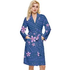 Flowers Floral Background Long Sleeve Velvet Robe