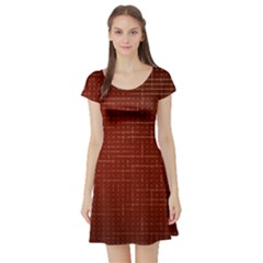 Grid Background Pattern Wallpaper Short Sleeve Skater Dress by Maspions