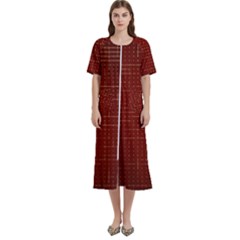 Grid Background Pattern Wallpaper Women s Cotton Short Sleeve Nightgown