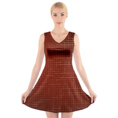 Grid Background Pattern Wallpaper V-neck Sleeveless Dress