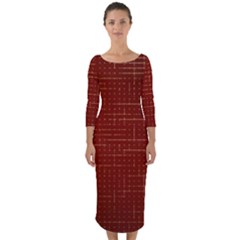 Grid Background Pattern Wallpaper Quarter Sleeve Midi Bodycon Dress