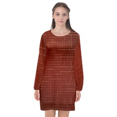 Grid Background Pattern Wallpaper Long Sleeve Chiffon Shift Dress 