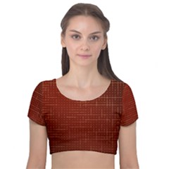 Grid Background Pattern Wallpaper Velvet Short Sleeve Crop Top 