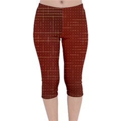 Grid Background Pattern Wallpaper Velvet Capri Leggings 