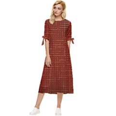 Grid Background Pattern Wallpaper Bow Sleeve Chiffon Midi Dress by Maspions