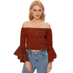 Grid Background Pattern Wallpaper Off Shoulder Flutter Bell Sleeve Top