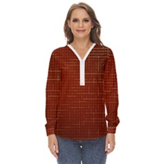 Grid Background Pattern Wallpaper Zip Up Long Sleeve Blouse