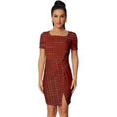 Grid Background Pattern Wallpaper Fitted Knot Split End Bodycon Dress by Maspions