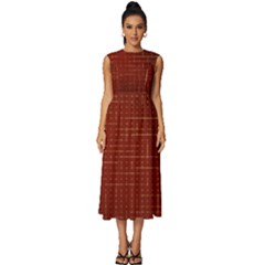 Grid Background Pattern Wallpaper Sleeveless Round Neck Midi Dress by Maspions