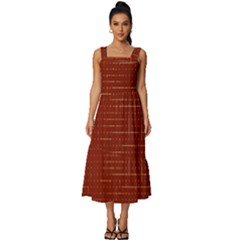 Grid Background Pattern Wallpaper Square Neckline Tiered Midi Dress by Maspions