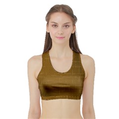 Anstract Gold Golden Grid Background Pattern Wallpaper Sports Bra With Border