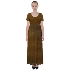 Anstract Gold Golden Grid Background Pattern Wallpaper High Waist Short Sleeve Maxi Dress