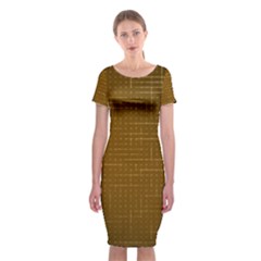 Anstract Gold Golden Grid Background Pattern Wallpaper Classic Short Sleeve Midi Dress