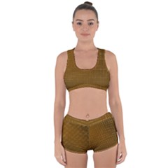 Anstract Gold Golden Grid Background Pattern Wallpaper Racerback Boyleg Bikini Set