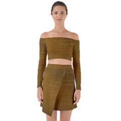 Anstract Gold Golden Grid Background Pattern Wallpaper Off Shoulder Top With Skirt Set