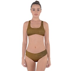 Anstract Gold Golden Grid Background Pattern Wallpaper Criss Cross Bikini Set by Maspions