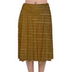 Anstract Gold Golden Grid Background Pattern Wallpaper Velvet Flared Midi Skirt