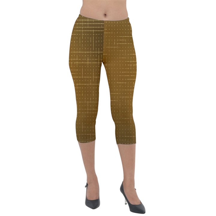 Anstract Gold Golden Grid Background Pattern Wallpaper Lightweight Velour Capri Leggings 