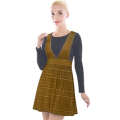 Anstract Gold Golden Grid Background Pattern Wallpaper Plunge Pinafore Velour Dress by Maspions