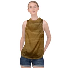 Anstract Gold Golden Grid Background Pattern Wallpaper High Neck Satin Top