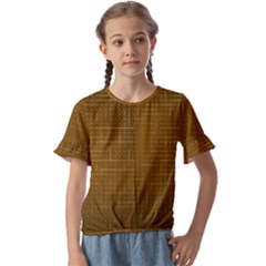 Anstract Gold Golden Grid Background Pattern Wallpaper Kids  Cuff Sleeve Scrunch Bottom T-shirt