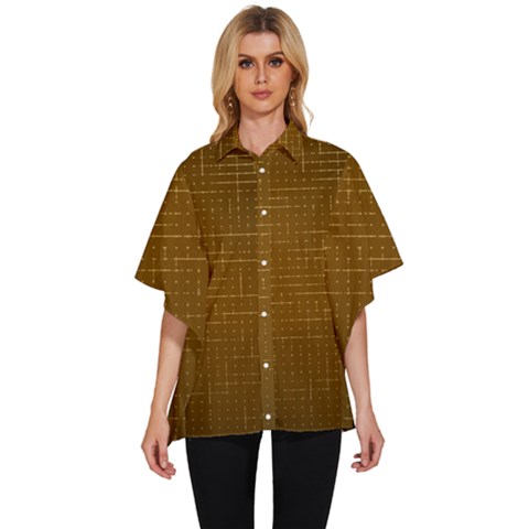 Anstract Gold Golden Grid Background Pattern Wallpaper Women s Batwing Button Up Shirt by Maspions